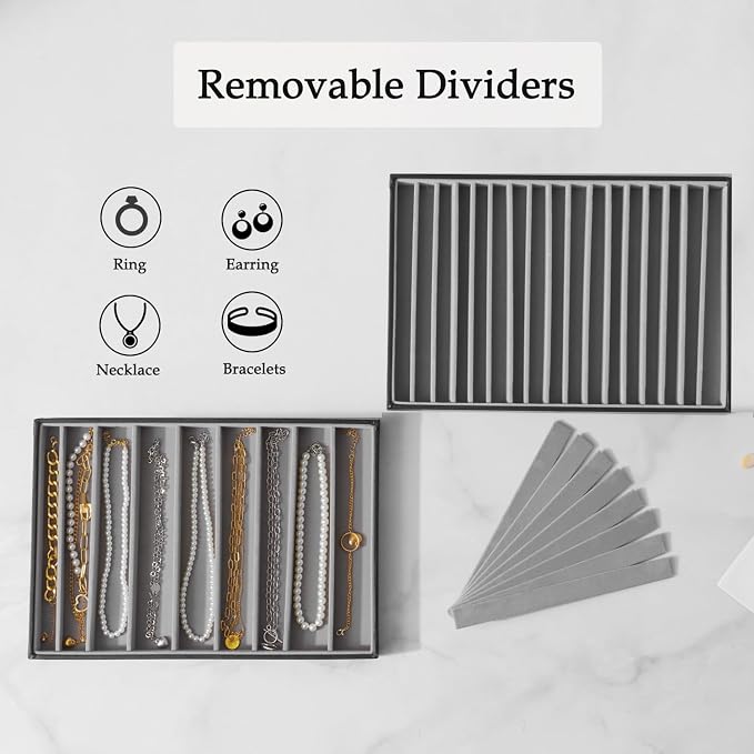 Large Jewelry Organizer Tray 2 Pack, Stackable Jewelry Storage Holder - Image 2