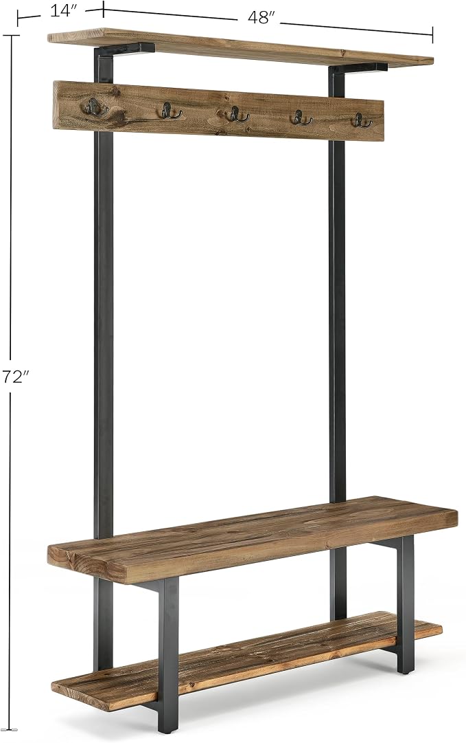 Pomona Solid Wood Entryway Hall Tree - Image 7