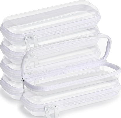 Sanwuta 6 Pcs Clear Hard Zipper Case Hard Plastic Zipper Pouches Transparent by Sanwuta