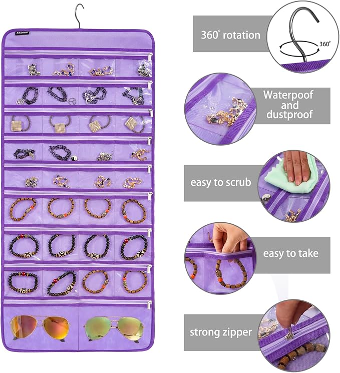 Dual-sided Hanging Jewelry Organizer Necklace Holder Jewelries Storage - Image 6