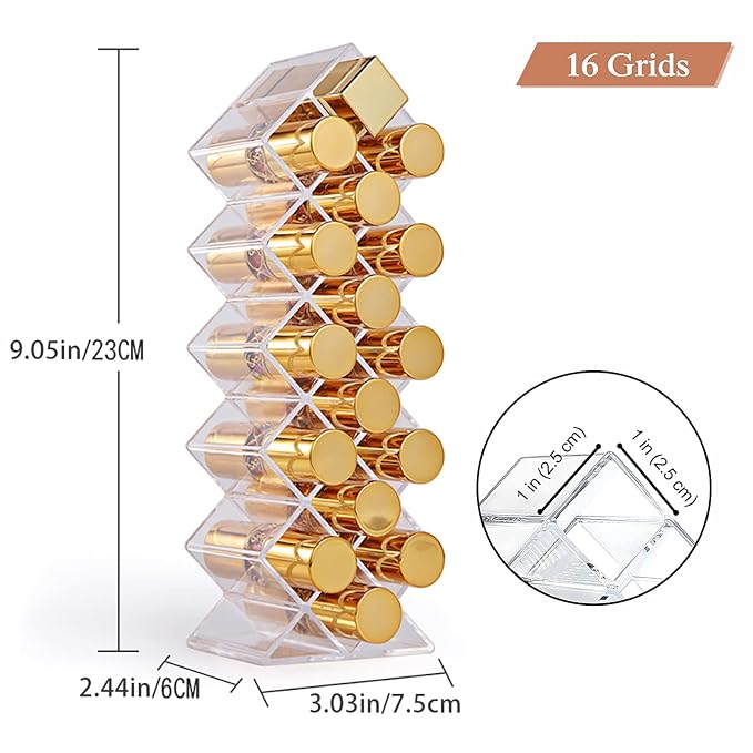 Lipstick Holder Organizer 48 Spaces Acrylic Stackable Fish Shape Lipstick Tower - Image 2