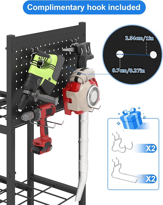 Garden Tool Organizer with Pegboard, Yard Tool Holder Standing - Image 4