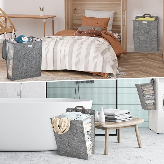 Wall Hanging Laundry Basket, Collapsible Laundry Hamper - Image 7