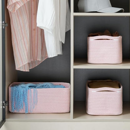 3-Pack Storage Baskets for Organizing | Woven Shelf Toy Basket | Rope Baskets - Image 2