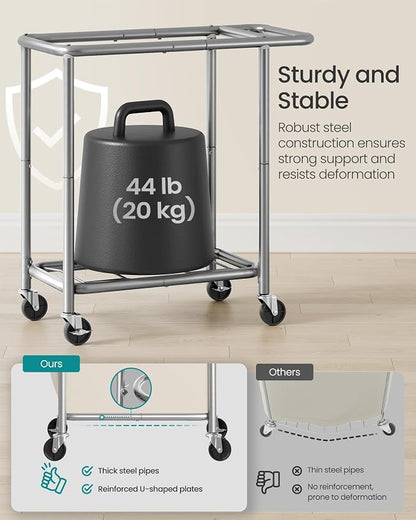 SONGMICS Laundry Basket with Wheels, 2-Section Rolling Laundry Hamper, 37 - Image 4