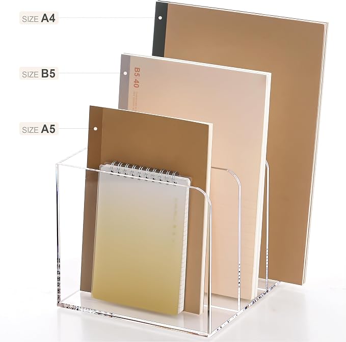Acrylic Magazine Holder, Magazine File Holder Sorter Rack Workspace Organizers - Image 4