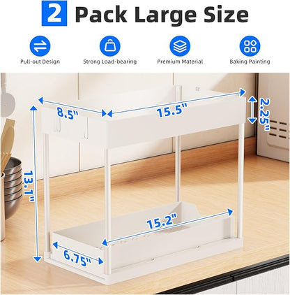 Simple Trending Under Sink Organizer 2 Pack, Sink Pull-Out Sliding Storage - Image 2