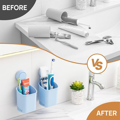 LEVERLOC Powerful Suction Cup Toothbrush Holder, No Drill Removable Wall Shower - Image 6