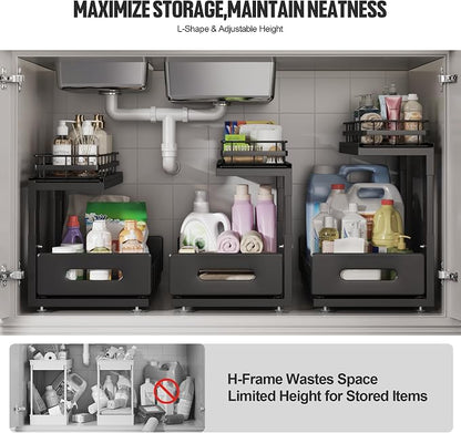 Under Sink Organizer Upgrade To Professional Rails, 2-Tier Dual Pull Out - Image 6