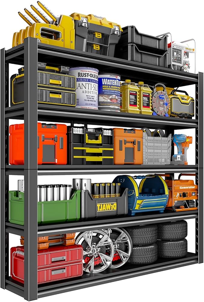 Heavy Duty Garage Shelving, 5 Tier Metal Shelving by SXJJAR