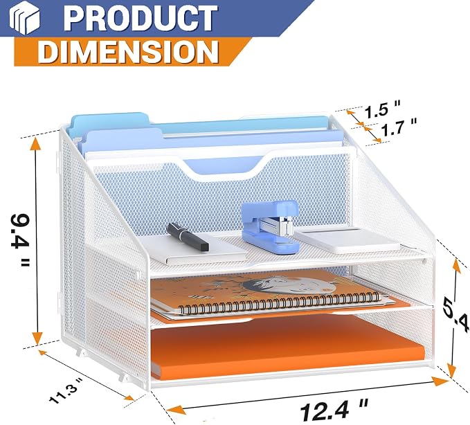 Letter Tray Organizer, Mesh Desk File Organizer - Image 2