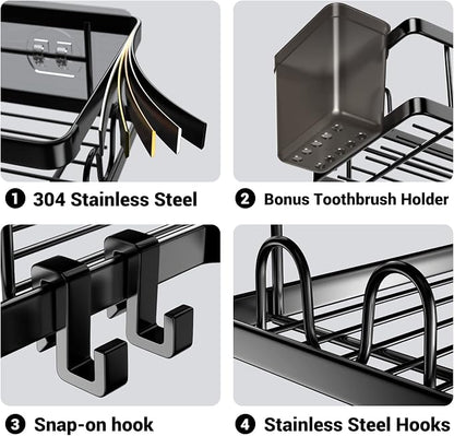 AKTECKE Corner Shower Caddy, 2 Pack Adhesive Shower Corner Organizer Shelves - Image 4