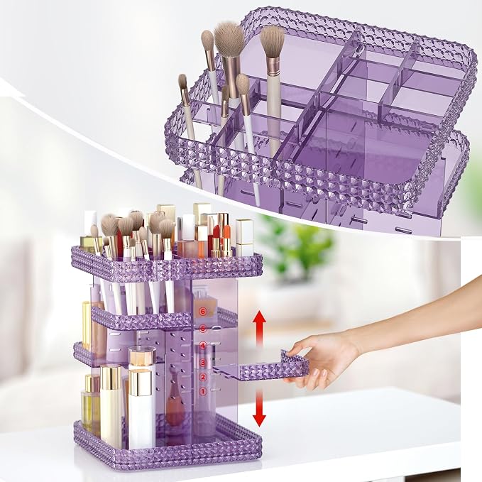 Rotating Makeup Organizer, Large Capacity Cosmetic Display Case, Acrylic - Image 5