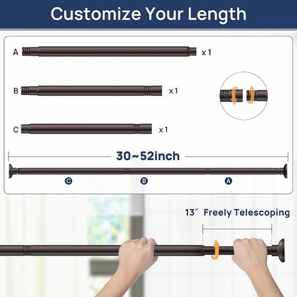 ENJOYBASICS 1" Bronze Shower Curtain Rod, 30-52" Adjustable, Secure Tension | - Image 2