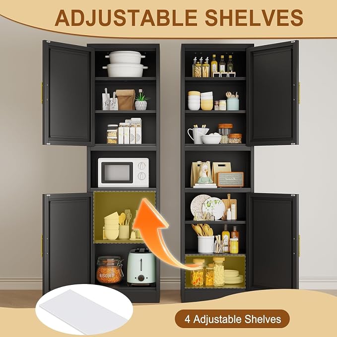 Tall Metal Narrow Bathroom Storage Cabinet 67" H, Tall Black Pantry Cabinets - Image 5
