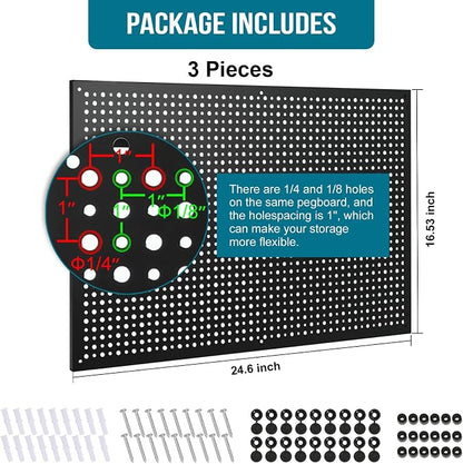 Peg Board, 3 Pack 16-Inch X 24-Inch Heavy Duty Metal Peg Board Tool - Image 4