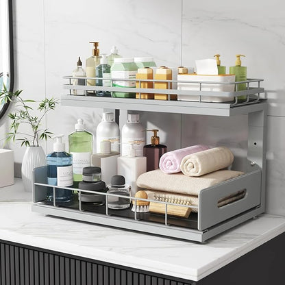 Under Sink Organizer Upgrade To Professional Rails, 2-Tier Dual Pull Out - Image 9