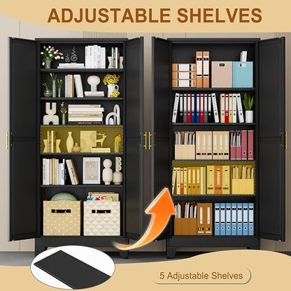 75" Black Metal Storage Cabinet - Image 4