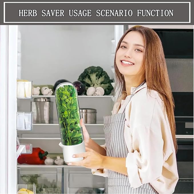 Herb Saver, Herb Keeper for Refrigerator, Cilantro Container for Fridge - Image 7