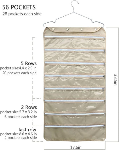 BB Brotrade Hanging Jewelry Organizer, Accessories Organizer, 56 Zipper Pocket - Image 3