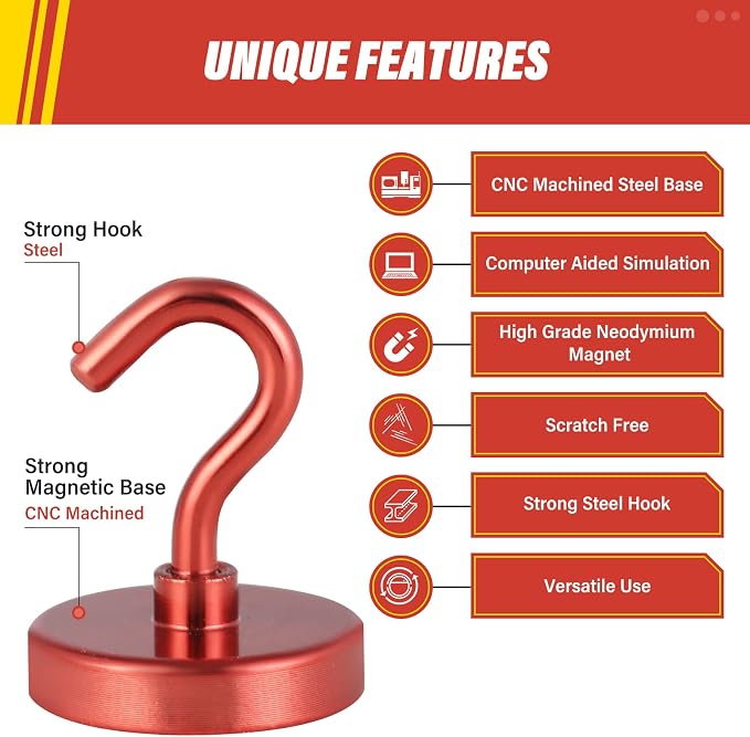 Neosmuk Magnetic Hooks, Heavy Duty 130lb+ Strong Magnet Hook - Image 6