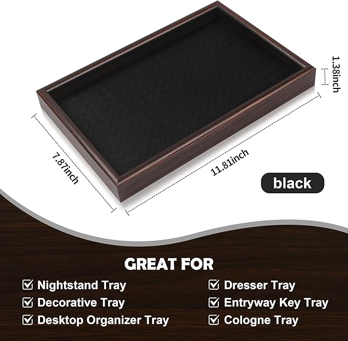Wooden Valet Tray with Leather Base - Image 7