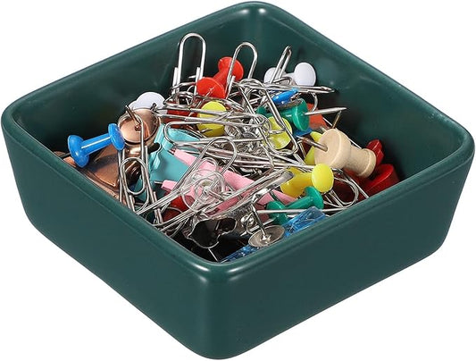 PATIKIL Square Paper Clip Holders, Ceramic Bowl Dish Clip Dispenser Organizer by PATIKIL