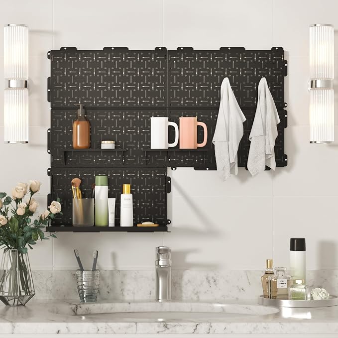 WORKPRO 16”x 16” Metal Peg Board, Foldable Black Pegboard - Image 7