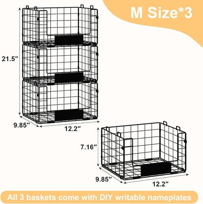 3 Pack XL Stackable Wire Baskets - Image 5