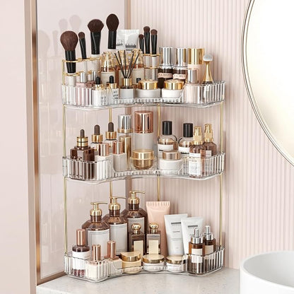 BEFSOP Corner Bathroom Counter Organizer, Upgraded 3-Tier Makeup Organizer by Homelifeassistant