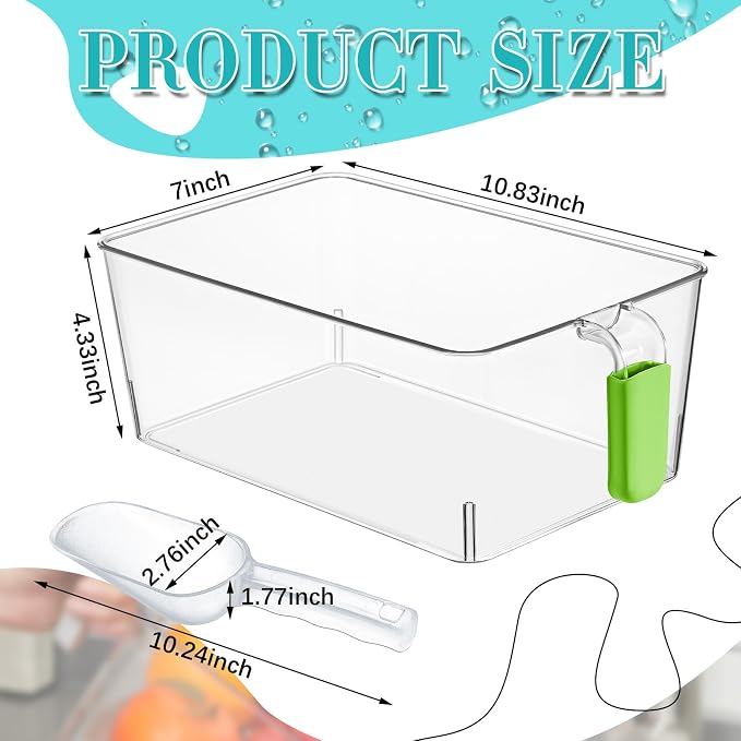 Havawish Ice Storage Bin and Flexible Scoop Set Plastic Freezer Bin - Image 2