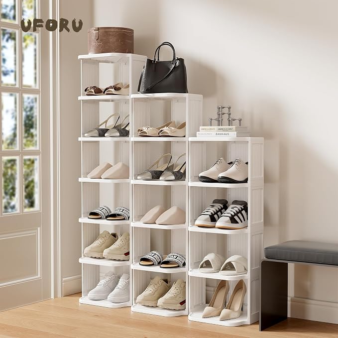 UFORU Small Shoe Rack, 5 Tier Plastic Vertical Shoe Rack - Image 8