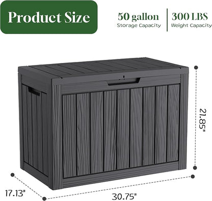 PatioZen 50 Gallon Outdoor Storage Box, Heavy Duty Resin Deck Box Organization - Image 2