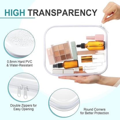 Sanwuta 6 Pcs Clear Hard Zipper Case Hard Plastic Zipper Pouches Transparent - Image 3