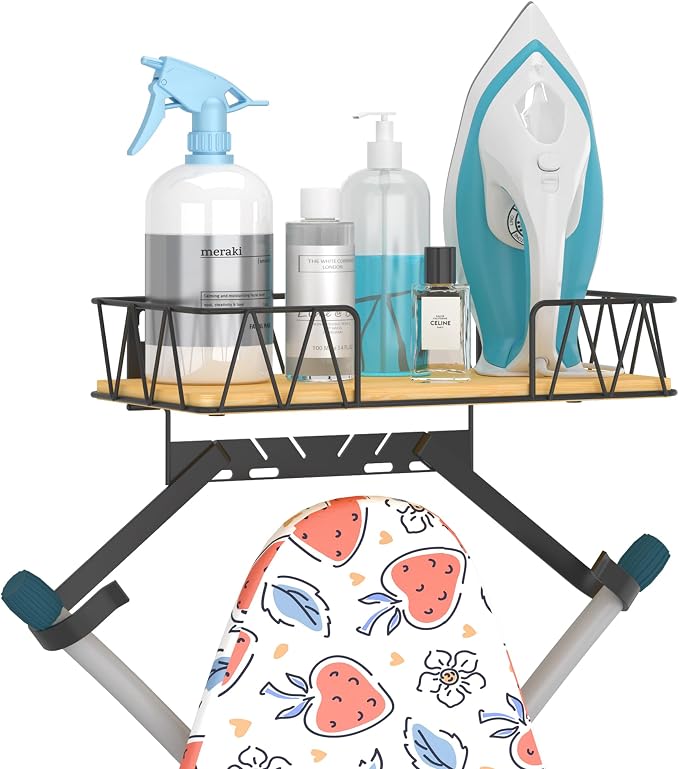 Ironing Board Hanger with Removable Hooks, Ironing Board Holder Wall Mounted by Vincona