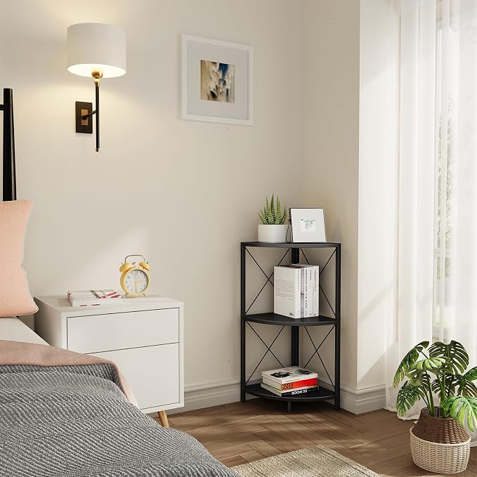 Snughome Corner Shelf with Metal Frame, 3 Tier Corner Storage Organizer - Image 6