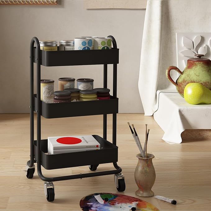 Metal Rolling Cart, 3-Tier Metal Rolling Cart - Image 6