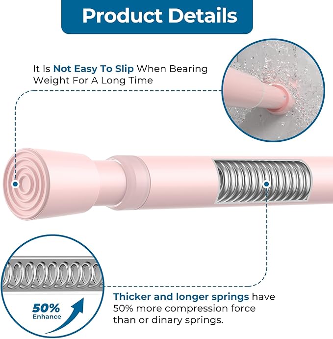 AIZESI Spring Tension Rods Adjustable Tension Curtain Rod Small Tension Rod No - Image 5