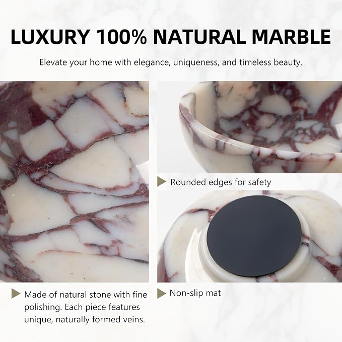 Luxury Natural Marble Catchall Bowl – Small 5.9-Inch Calacatta Viola Marble - Image 4