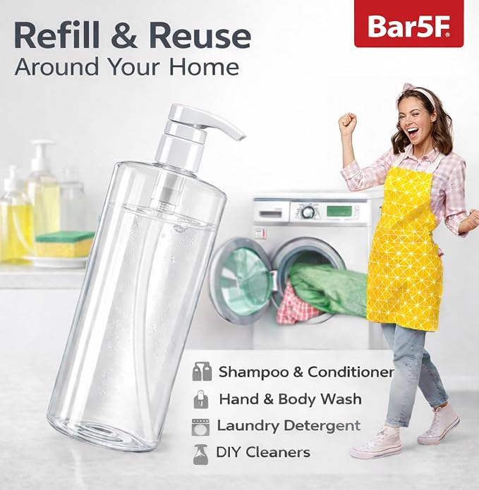 Bar5F Pump Bottle Empty for Shampoo Conditioner Body Wash Lotion BPA-Free - Image 5