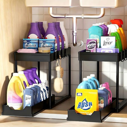 Under Sink Organizers 2 Pack, Pull-Out Sliding Cabinet Organizer by Unknown