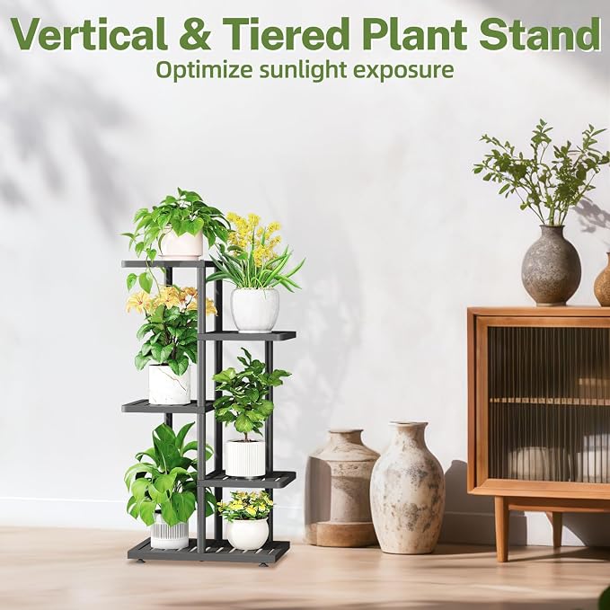 iDavosic.ly Plant Stand with Grow Light Indoor Outdoor, 4-Tier Tall Metal - Image 7