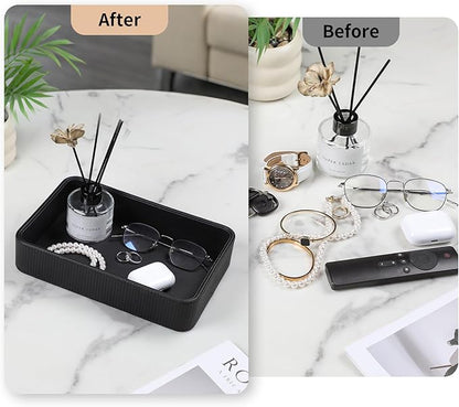 PU Leather Valet Tray Organizer, Modern Nightstand Organizer Bedside Desktop - Image 3
