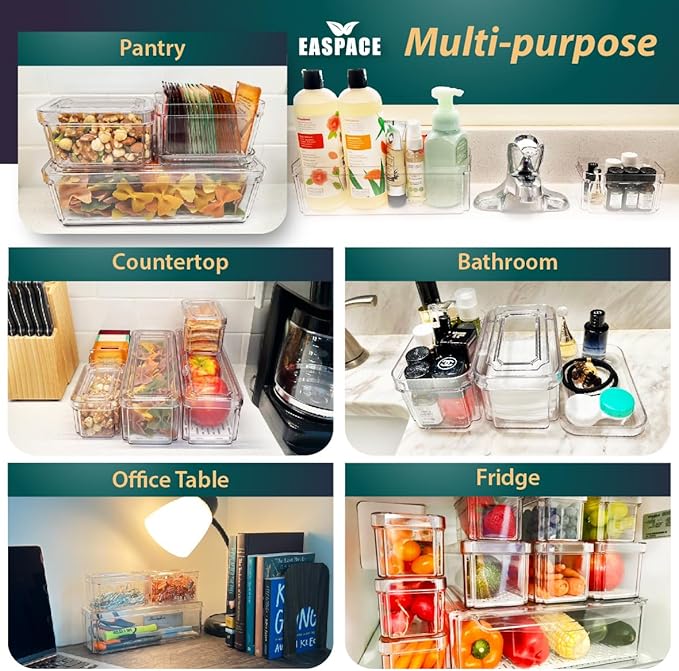 10-Pack Clear Fridge Organizer Bins - Image 6