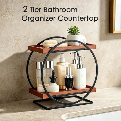 2-Tier Bathroom Counter Organizer, Wooden Perfume Organizer - Image 6