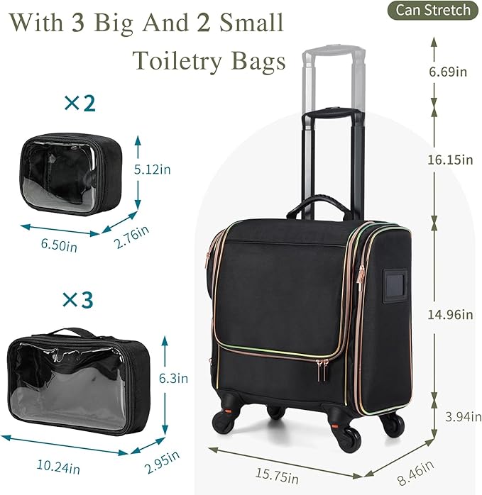 Stagiant Rolling Makeup Train Case, Professional Makeup Case, Travel Cosmetic - Image 6