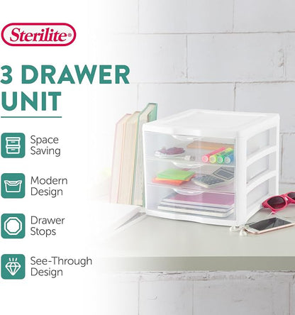 4 Sterilite ClearView Portable 3 Storage Drawer Organizer Cabinets - Image 4