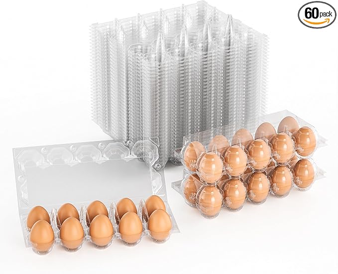 Egg Cartons Cheap Bulk, 60 Pack Egg Cartons Reusable 10 Count, Chicken by EVANCENT