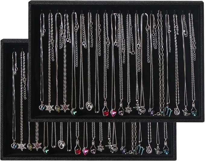 Julysky 2 Pcs/set Stackable Jewelry Organizer Trays，Necklace Tray+Necklace Tray - Image 5
