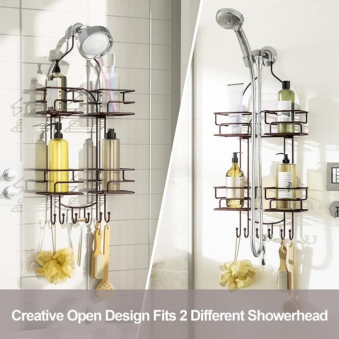 SRIWATANA Shower Caddy Organizer Hanging Over Head, Bathroom Shower Rack Hanger - Image 2